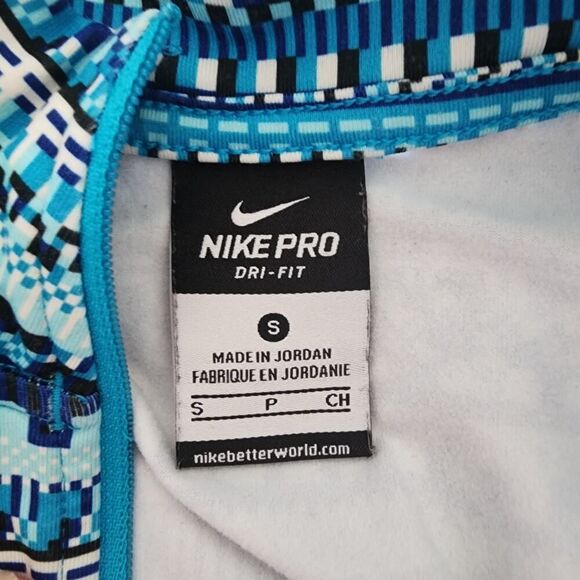 Nike Pro Dri Fit blue‎ Aztec 1/2 zip long sleeve pullover running womens S - Picture 6 of 8